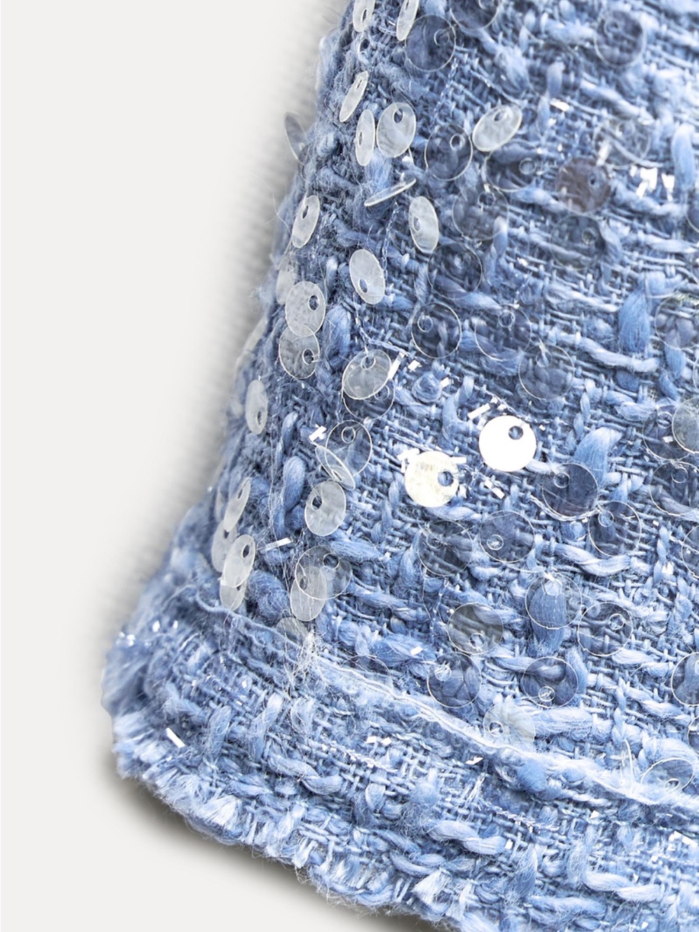 NWT Zara Periwinkle Blue Sequined Tweed Lady Jacket XL - Picture 12 of 14